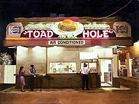 Toad in the Hole; California Fairground concession stand at night-thumb